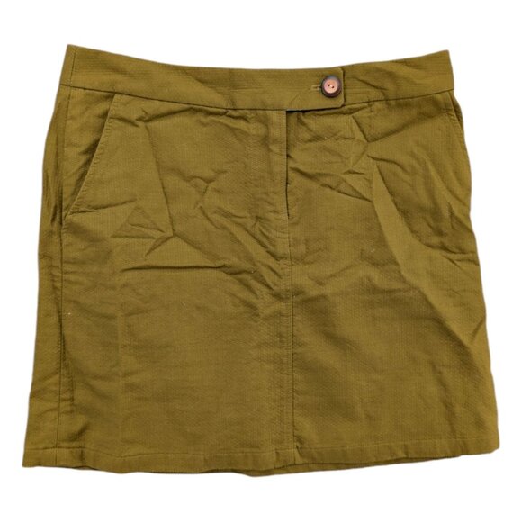 Vanessa Virginia Anthropologie Mini Skirt Green Cotton Pockets Size 8 - Picture 1 of 7